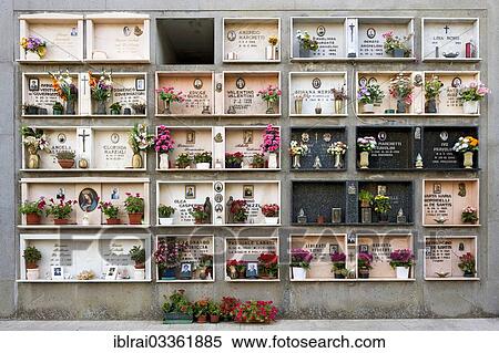 "Graves in the columbarium for above ground burials, grave niches with plaques, graveyard, Bassano Romano, Lazio, Italy, Europe" View Large Photo Image Stock Photography - "Graves in the columbarium for above ground burials, grave niches with plaques, graveyard, Bassano Romano, Lazio, Italy, Europe". Fotosearch