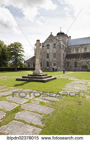 Stock Photography - "Gravestones forming path to the North Garth monument at Romsey abbey, Parish church of St Mary and St Ethelflaeda, Romsey, Hampshire, England, United Kingdom, Europe". Fotosearch