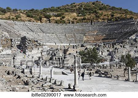 Stock Photo - "Great Theatre, Ephesus, Ephesos, Efes, UNESCO World Heritage Site, Iszmir, Turkish Aegean, Western Turkey, Turkey, Asia". Fotosearch