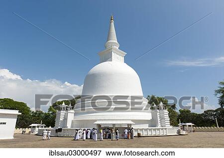 Stock Photo - "Great White Stupa, Buddhist Mahiyangana Temple, Mahiyangana, Sri Lanka, Asia". Fotosearch