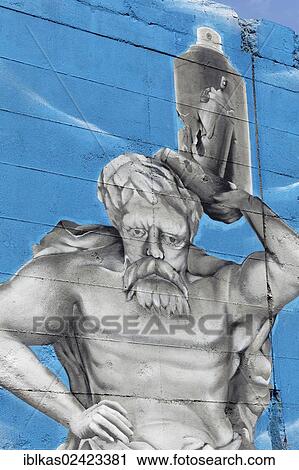 Greek mythical figure Sisyphus carrying a paint spray can, ironic graffiti, street art, Rhine Park Duisburg, Duisburg-Hochfeld, Ruhr area, North Rhine-Westphalia, Germany, Europe View Large Photo Image Stock Image - Greek mythical figure Sisyphus carrying a paint spray can, ironic graffiti, street art, Rhine Park Duisburg, Duisburg-Hochfeld, Ruhr area, North Rhine-Westphalia, Germany, Europe. Fotosearch