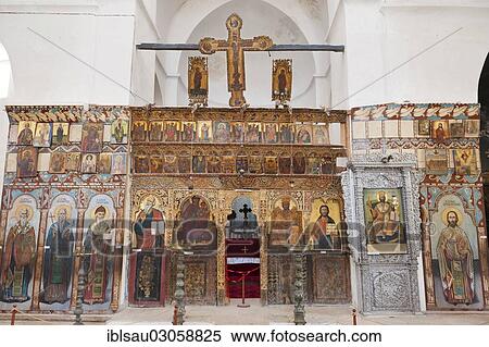 "Greek Orthodox Church, St. Barnabas Monastery Church and Icon Museum, many icons, iconostasis, open gate to the sanctuary, St. Barnabas-Kloster, bei Salamis, Turkische Republik Nordzypern, Cyprus, Europe" View Large Photo Image Stock Photography - "Greek Orthodox Church, St. Barnabas Monastery Church and Icon Museum, many icons, iconostasis, open gate to the sanctuary, St. Barnabas-Kloster, bei Salamis, Turkische Republik Nordzypern, Cyprus, Europe". Fotosearch