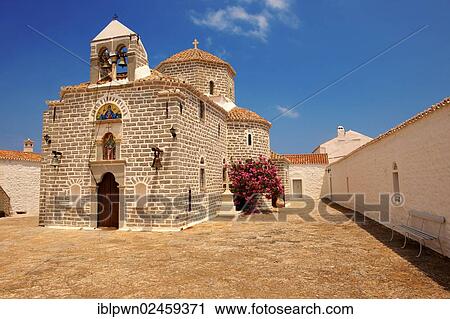 "Greek Orthodox Monastery of the Profitis Ilias, Hydra, Saronic Islands, Greece, Europe" View Large Photo Image Stock Image - "Greek Orthodox Monastery of the Profitis Ilias, Hydra, Saronic Islands, Greece, Europe". Fotosearch