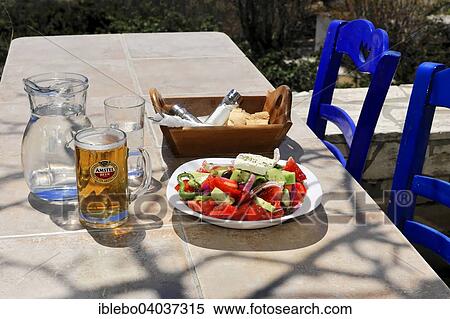 "Greek salad, set table, tavern, restaurant, Falasarna, Phalasarna, Crete, Greece, Europe" View Large Photo Image Stock Photography - "Greek salad, set table, tavern, restaurant, Falasarna, Phalasarna, Crete, Greece, Europe". Fotosearch