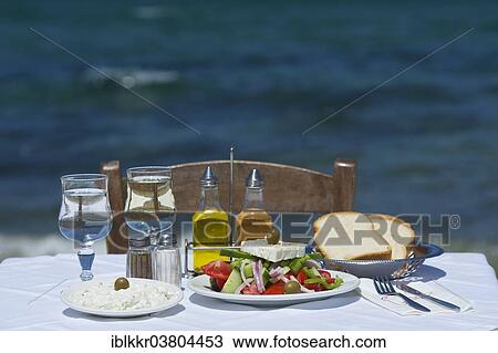 Stock Image - "Greek salad with feta, tzatziki, Greece, Europe". Fotosearch