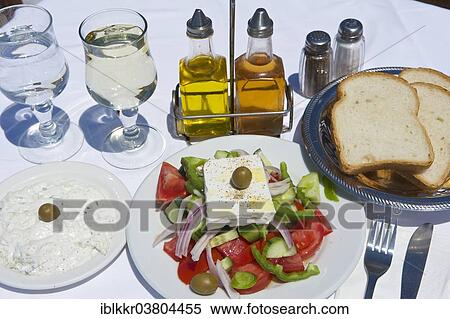 "Greek salad with feta, tzatziki, Greece, Europe" View Large Photo Image Stock Photography - "Greek salad with feta, tzatziki, Greece, Europe". Fotosearch