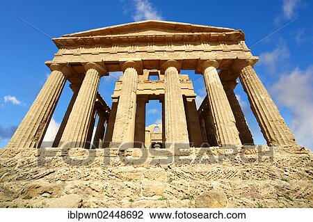Stock Image - "Greek Temple of Concordia, Agrigento, Sicily, Italy, Europe". Fotosearch
