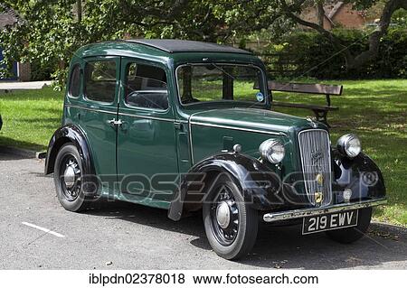 Stock Photo - "Green Austin Seven, old motor car, Romsey, Hampshire, England, United Kingdom, Europe". Fotosearch
