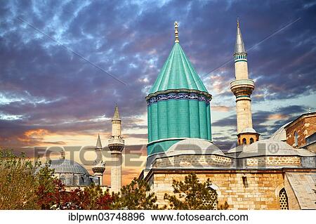 "Green dome of the mausoleum, Mevlana Museum, Konya, Central Anatolia, Turkey, Asia" View Large Photo Image Stock Photograph - "Green dome of the mausoleum, Mevlana Museum, Konya, Central Anatolia, Turkey, Asia". Fotosearch
