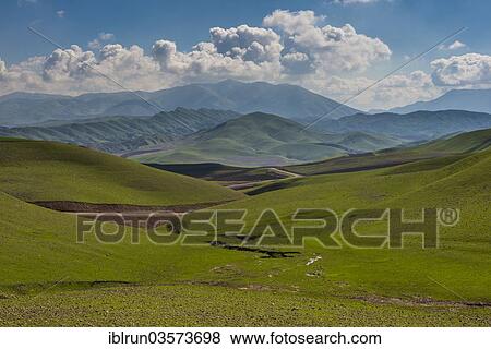 Stock Photo - "Green hilly landscape, on the border of Iran, Darbandikhan, Iraqi Kurdistan, Iraq, Asia". Fotosearch
