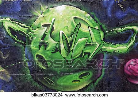 "Green Planet, graffiti, North Rhine-Westphalia, Germany, Europe" View Large Photo Image Picture - "Green Planet, graffiti, North Rhine-Westphalia, Germany, Europe". Fotosearch