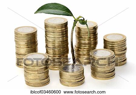 "Green shoot growing in between coins, symbolic image for investments, Germany, Europe" View Large Photo Image Stock Image - "Green shoot growing in between coins, symbolic image for investments, Germany, Europe". Fotosearch