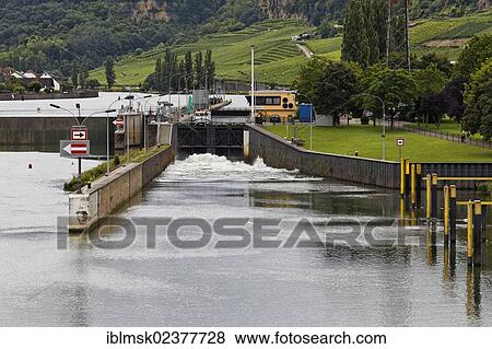 Stock Photo - "Grevenmacher lock, Konz, Rhineland-Palatinate, Germany, Europe". Fotosearch