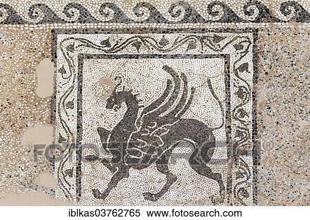 "Griffin, floor mosaic made of cut stones, Opus tessellatum, Archaeological Museum, historic town centre, Rhodes, Island of Rhodes, Dodecanese, Greece, Europe" View Large Photo Image Stock Photography - "Griffin, floor mosaic made of cut stones, Opus tessellatum, Archaeological Museum, historic town centre, Rhodes, Island of Rhodes, Dodecanese, Greece, Europe". Fotosearch