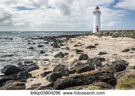 Stock Photograph - "Griffiths Island lighthouse, Port Fairy, Victoria, Australia, Oceania". Fotosearch