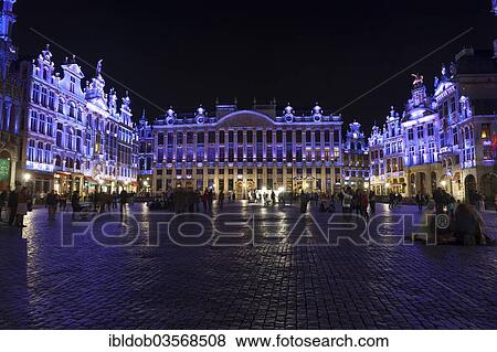 "Grote Markt, Grand Place market square, illuminated at night, Brussels, Brussels Region, Belgium, Europe" View Large Photo Image Stock Photo - "Grote Markt, Grand Place market square, illuminated at night, Brussels, Brussels Region, Belgium, Europe". Fotosearch