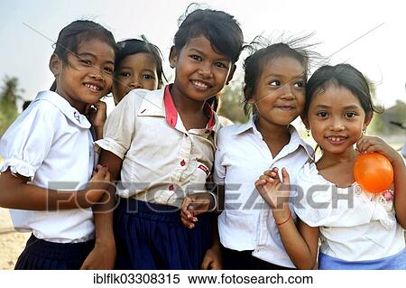 "Group of girls, Lompong Village, Bathi District, Takeo Province, Cambodia, Asia" View Large Photo Image Stock Photography - "Group of girls, Lompong Village, Bathi District, Takeo Province, Cambodia, Asia". Fotosearch