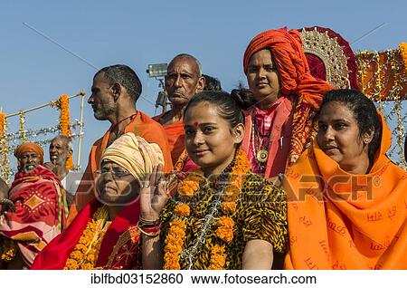 "Group of sadhus, holy men, and sadhvis, holy women, participating in the procession of Shahi Snan, the royal bath, during Kumbha Mela festival, Allahabad, Uttar Pradesh, India, Asia" View Large Photo Image Stock Image - "Group of sadhus, holy men, and sadhvis, holy women, participating in the procession of Shahi Snan, the royal bath, during Kumbha Mela festival, Allahabad, Uttar Pradesh, India, Asia". Fotosearch