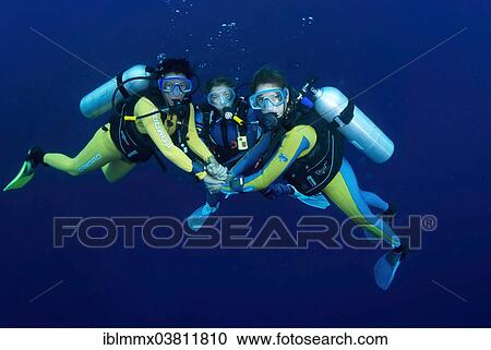 "Group of scuba divers with colourful diving suits in the open water, Palawan, Philippines, Asia" View Large Photo Image Stock Image - "Group of scuba divers with colourful diving suits in the open water, Palawan, Philippines, Asia". Fotosearch