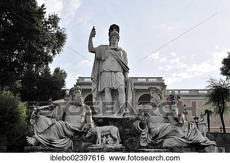 "Group of statues, Goddess Roma standing between Tiber and Aniene, Piazza del Popolo, Rome, Lazio, Italy, Europe" View Large Photo Image Stock Photograph - "Group of statues, Goddess Roma standing between Tiber and Aniene, Piazza del Popolo, Rome, Lazio, Italy, Europe". Fotosearch