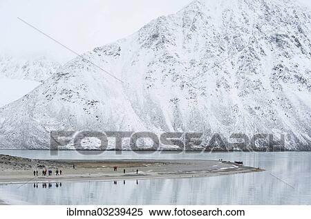 Stock Photography - "Group of visitors at Magdalene Fjord, Magdalenefjorden, Spitsbergen Island, Svalbard Archipelago, Svalbard and Jan Mayen, Norway, Europe". Fotosearch