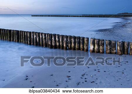 "Groynes in the evening, coast at, Nienhagen, Mecklenburg-Western Pomerania, Germany, Europe" View Large Photo Image Picture - "Groynes in the evening, coast at, Nienhagen, Mecklenburg-Western Pomerania, Germany, Europe". Fotosearch