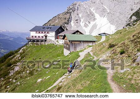 "Gruttenhuette mountain hut along the Wilder-Kaiser-Steig hiking trail, in the Wilder Kaiser Mountains, Kaisergebirge, near Ellmau, Tyrol, Austria, Europe" View Large Photo Image Stock Photo - "Gruttenhuette mountain hut along the Wilder-Kaiser-Steig hiking trail, in the Wilder Kaiser Mountains, Kaisergebirge, near Ellmau, Tyrol, Austria, Europe". Fotosearch
