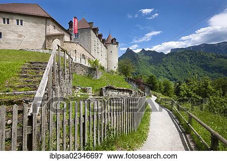 Stock Photo - "Gruyeres Castle, Fribourg Alps, Switzerland, Europe". Fotosearch