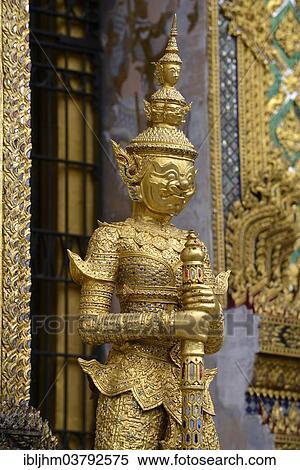 "Guardian figure in front Hor Phra Gandhararat, Wat Phra Kaeo Temple, Grand Palace, Bangkok, Thailand, Asia" View Large Photo Image Stock Photography - "Guardian figure in front Hor Phra Gandhararat, Wat Phra Kaeo Temple, Grand Palace, Bangkok, Thailand, Asia". Fotosearch