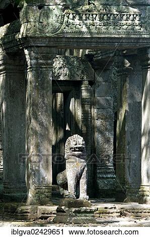 "Guardian lion, stone sculpture at the East Gate, Preah Khan Temple, built by King Jayavarman VII in the 12th Century, Angkor, Cambodia, Southeast Asia, Asia" View Large Photo Image Stock Image - "Guardian lion, stone sculpture at the East Gate, Preah Khan Temple, built by King Jayavarman VII in the 12th Century, Angkor, Cambodia, Southeast Asia, Asia". Fotosearch
