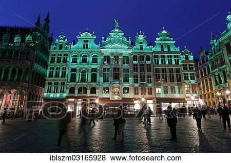 "Guild houses on Grand Place at dusk, Brussels, Brussels Region, Belgium, Europe" View Large Photo Image Stock Photo - "Guild houses on Grand Place at dusk, Brussels, Brussels Region, Belgium, Europe". Fotosearch