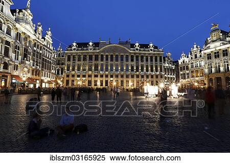 "Guild houses on Grand Place at dusk, Brussels, Brussels Region, Belgium, Europe" View Large Photo Image Stock Photography - "Guild houses on Grand Place at dusk, Brussels, Brussels Region, Belgium, Europe". Fotosearch