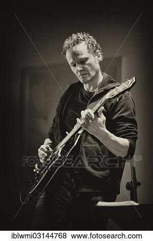 Stock Photo - "Guitarist with electric guitar, Hofen, Stuttgart, Baden-Wurttemberg, Germany, Europe". Fotosearch