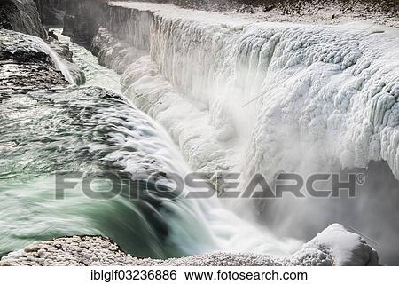 Stock Photograph - "Gullfoss, Golden Falls, Selfoss, Southern Region, Iceland, Europe". Fotosearch