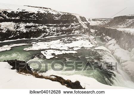 "Gullfoss waterfall in winter, fog, Iceland, Europe" View Large Photo Image Stock Photo - "Gullfoss waterfall in winter, fog, Iceland, Europe". Fotosearch
