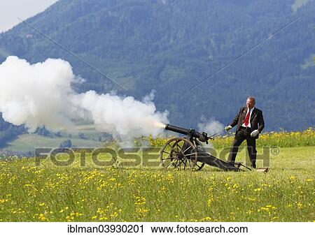 Stock Image - "Gun salute at Corpus Christi, Torwang, Samerberg, Chiemgau, Upper Bavaria, Bavaria, Germany, Europe". Fotosearch