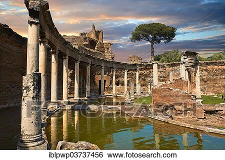 Stock Photograph - "Hadrian's Villa, Villa Adriana, 2nd century AD, The Maritime Theatre, Teatro Marittimo, Tivoli, Lazio, Italy, Europe". Fotosearch