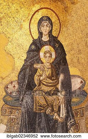 "Hagia Sophia, Apse mural mosaic of the Theotokos representing the Virgin Mary and the Child, Istanbul, Turkey, Asia" View Large Photo Image Stock Image - "Hagia Sophia, Apse mural mosaic of the Theotokos representing the Virgin Mary and the Child, Istanbul, Turkey, Asia". Fotosearch