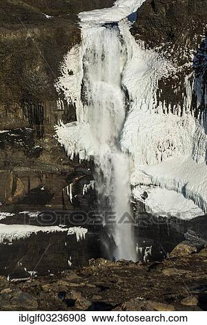Stock Photo - "Haifoss waterfall, Heklagebiet, Southern Region, Iceland, Europe". Fotosearch