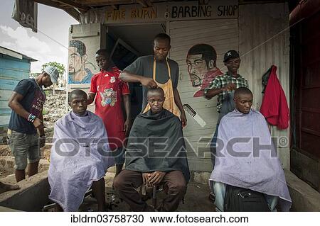 "Hairdressing salon at a street market, Bo, Southern Province, Sierra Leone, Africa" View Large Photo Image Stock Image - "Hairdressing salon at a street market, Bo, Southern Province, Sierra Leone, Africa". Fotosearch