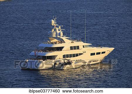 Stock Image - "Hakvoort motor yacht, Snowbird, Principality of Monaco, Mediterranean Sea". Fotosearch