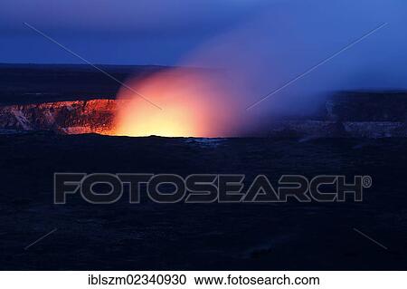 "Halema'uma'u crater at night from the Kilauea Overlook, Hawaii Volcanoes National Park, Big Island, Hawaii, USA" View Large Photo Image Stock Image - "Halema'uma'u crater at night from the Kilauea Overlook, Hawaii Volcanoes National Park, Big Island, Hawaii, USA". Fotosearch