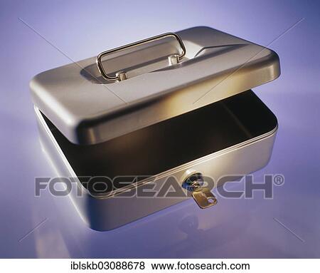Half-open metal cash box View Large Photo Image Stock Photo - Half-open metal cash box. Fotosearch