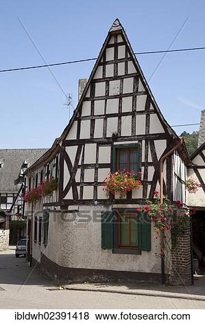 "Half-timbered house in the Kobern district of Kobern-Gondorf, Moselle region, Rhineland-Palatinate, Germany, Europe, PublicGround, Europe" View Large Photo Image Stock Photo - "Half-timbered house in the Kobern district of Kobern-Gondorf, Moselle region, Rhineland-Palatinate, Germany, Europe, PublicGround, Europe". Fotosearch