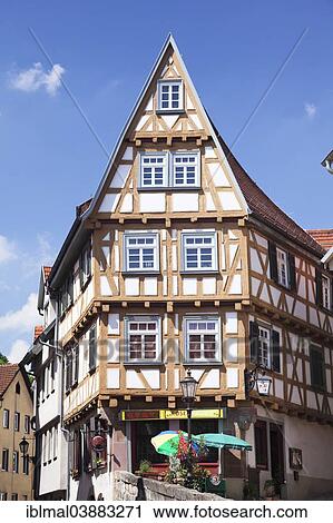 "Half-timbered house in the Upper Beutau, Esslingen, Baden-Wurttemberg, Germany, Europe" View Large Photo Image Stock Image - "Half-timbered house in the Upper Beutau, Esslingen, Baden-Wurttemberg, Germany, Europe". Fotosearch