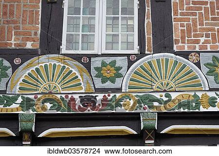 "Half-timbered house with painted fan rosettes, Verden - Aller, Lower Saxony, Germany, Europe" View Large Photo Image Picture - "Half-timbered house with painted fan rosettes, Verden - Aller, Lower Saxony, Germany, Europe". Fotosearch
