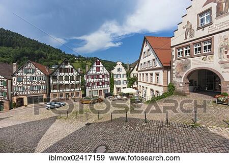 Half-timbered houses, Marktplatz square with the town fountain, Schiltach in the Kinzig Valley, Black Forest, Baden-Wuerttemberg, Germany, Europe, PublicGround, Europe View Large Photo Image Stock Photo - Half-timbered houses, Marktplatz square with the town fountain, Schiltach in the Kinzig Valley, Black Forest, Baden-Wuerttemberg, Germany, Europe, PublicGround, Europe. Fotosearch