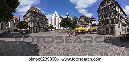 Stock Photography - "Half-timbered houses, Mosbach, Odenwald, Rhein-Neckar-Kreis, Baden-Wuerttemberg, Germany, Europe, PublicGround, Europe". Fotosearch