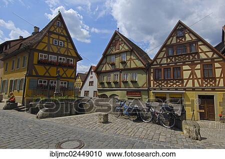 "Half-timbered houses, Rothenburg ob der Tauber, Romantic Road, Romantische Strasse, Franconia, Bavaria, Germany, Europe" View Large Photo Image Stock Image - "Half-timbered houses, Rothenburg ob der Tauber, Romantic Road, Romantische Strasse, Franconia, Bavaria, Germany, Europe". Fotosearch