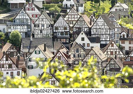 Stock Photograph - "Half-timbered houses, Schiltach, Black Forest, Baden-Wuerttemberg, Germany, Europe". Fotosearch